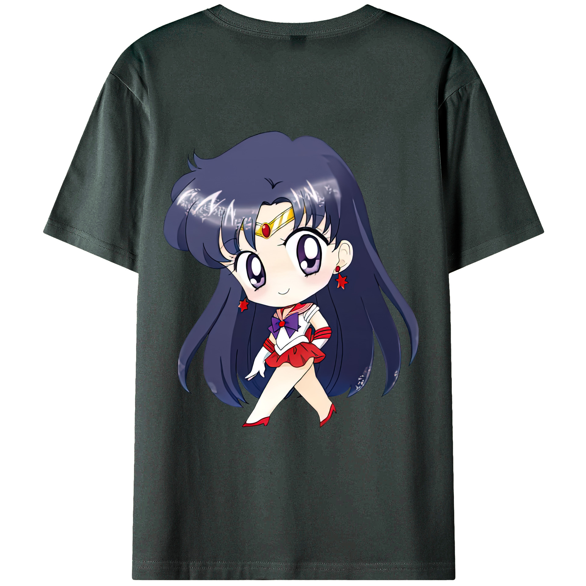 （画像用） 美少女戦士セーラームーン 火野レイ ひの レイ Sailor Moon Hino Rei （セーラーマーズ,Sailor Mars） 綿100％ メンズ半袖Tシャツ（バックプリント） 通気性